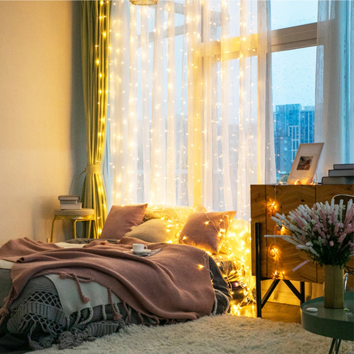 3M 300 LED Curtain String Light with Remote