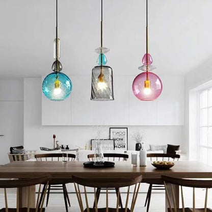 Nordic Designer Colorful Single-Head Glass Pendant Light