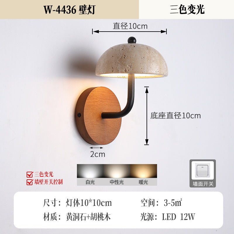 Wabi-Sabi Yellow Stone Wall Lamp for Bedroom Decor