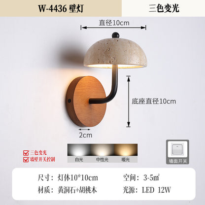 Wabi-Sabi Yellow Stone Wall Lamp for Bedroom Decor