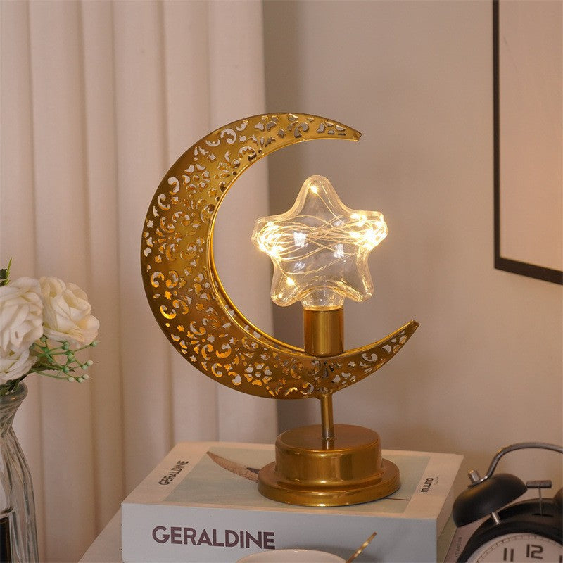 LED Star and Moon Iron Ball Decorative Table Lamp