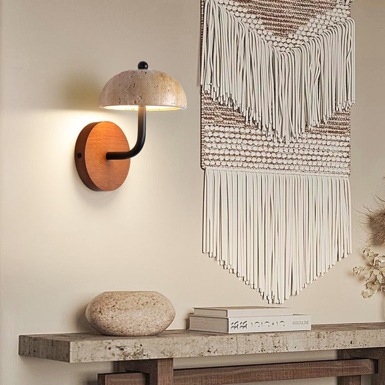 Wabi-Sabi Yellow Stone Wall Lamp for Bedroom Decor