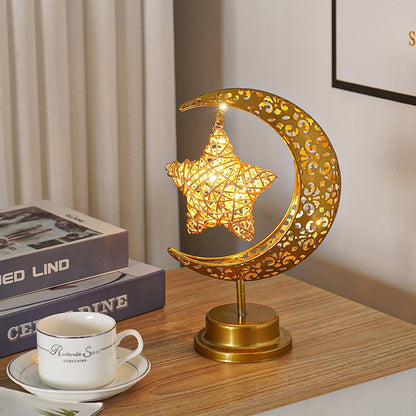 LED Star and Moon Iron Ball Decorative Table Lamp
