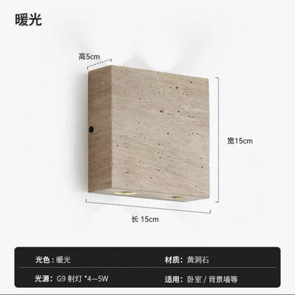 Wabi-Sabi Yellow Stone Wall Lamp for Bedroom Decor