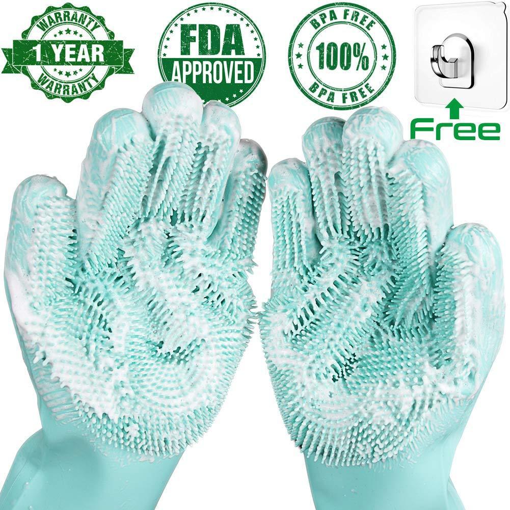 Magic Silicone Dishwashing Gloves with Scrubber