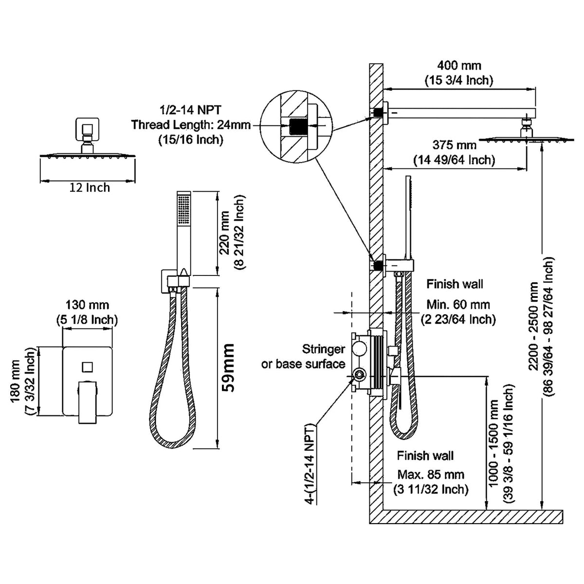 Metal Shower Faucet System