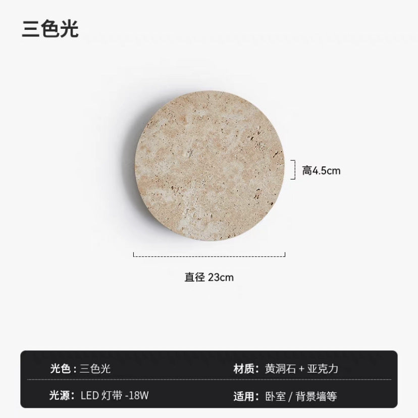 Wabi-Sabi Yellow Stone Wall Lamp for Bedroom Decor