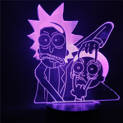 3D Rick and Morty Colorful Touch Night Light