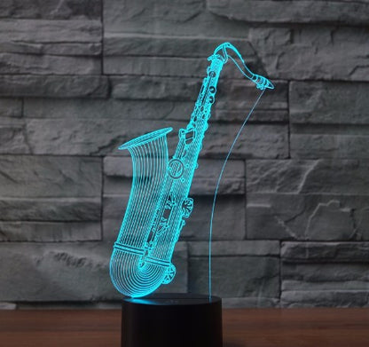 3D LED Saxophone Night Light with Custom Logo