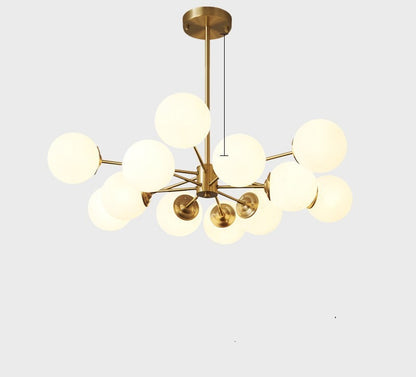 Full Copper Modern Nordic Glass Chandelier