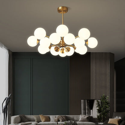 Full Copper Modern Nordic Glass Chandelier