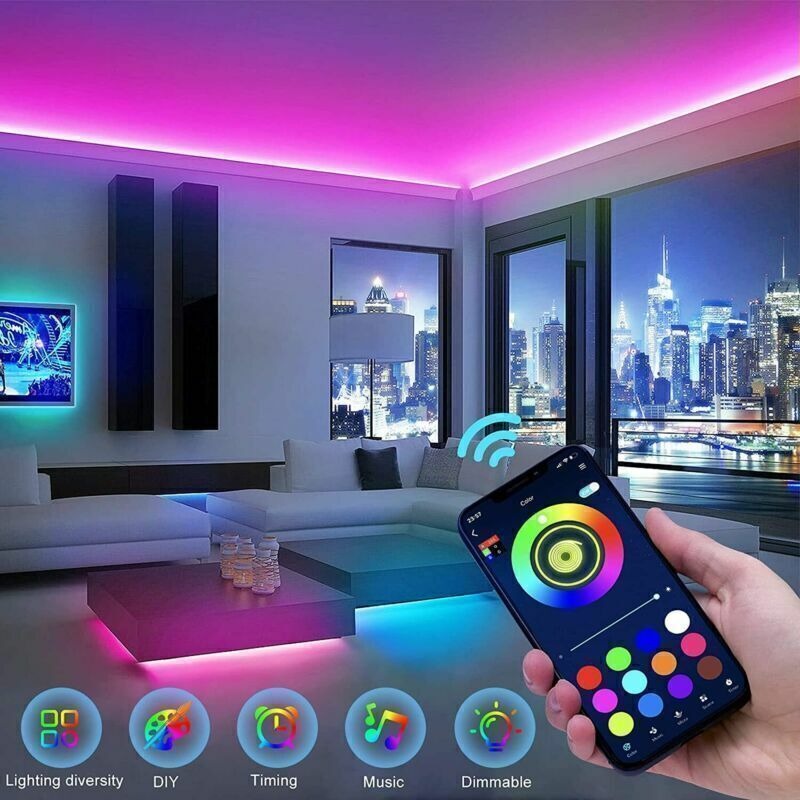 5050 RGB LED Strip Lights with Bluetooth & Remote