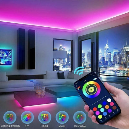 5050 RGB LED Strip Lights with Bluetooth & Remote