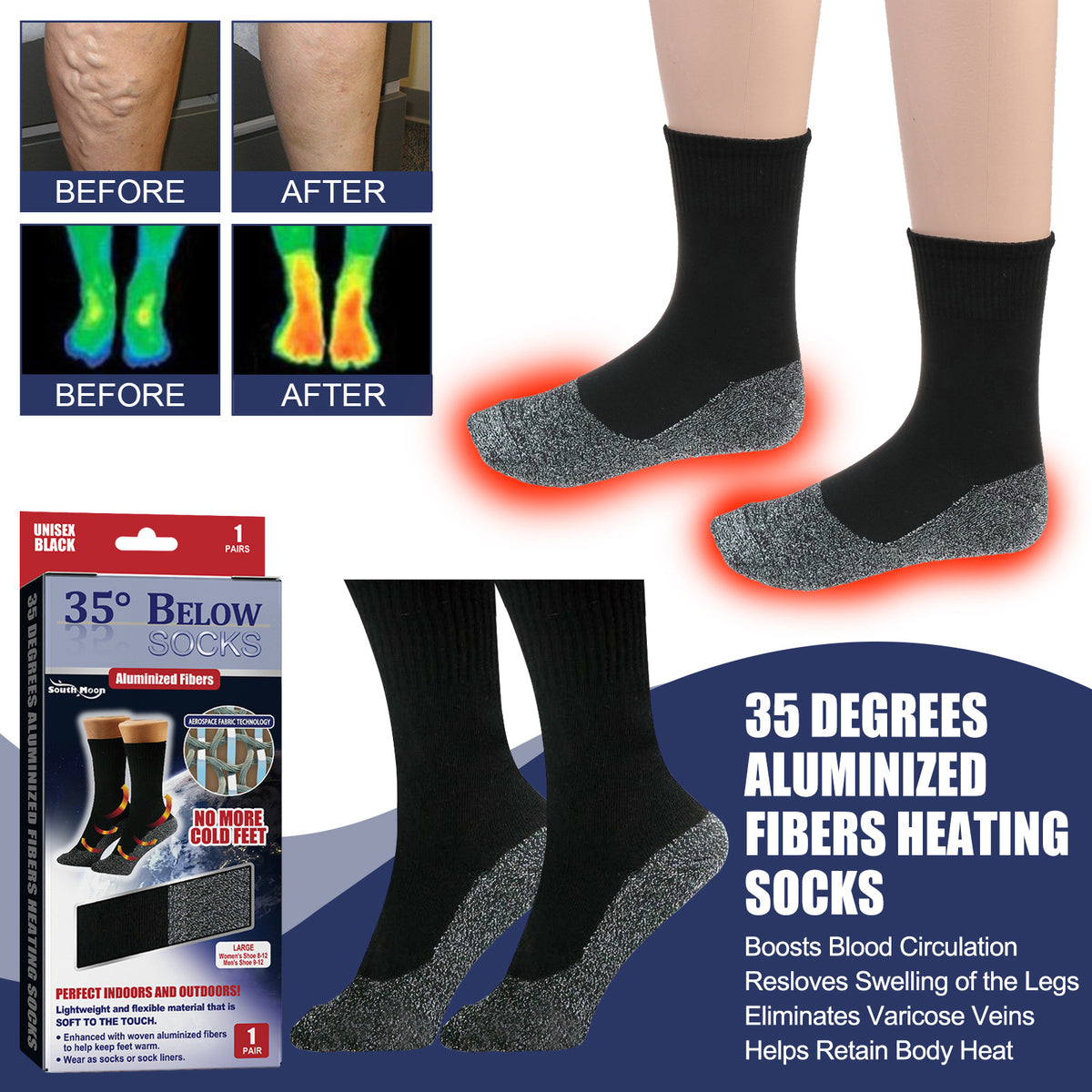 South Moon 35°C Aluminum Fiber Heated Socks