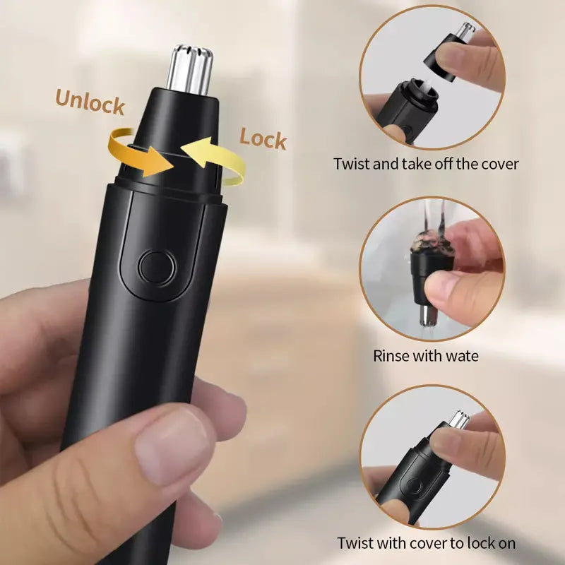 Portable Battery Operated Ear & Nose Hair Trimmer for Travel