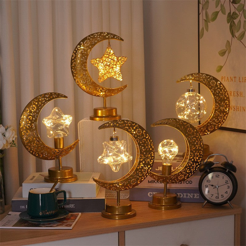 LED Star and Moon Iron Ball Decorative Table Lamp