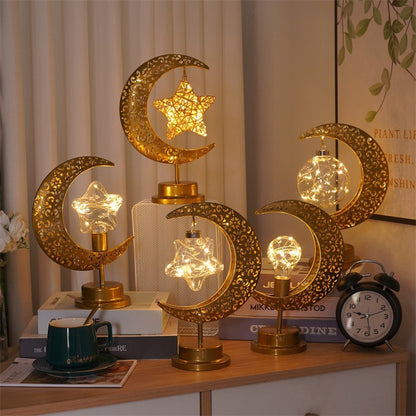 LED Star and Moon Iron Ball Decorative Table Lamp