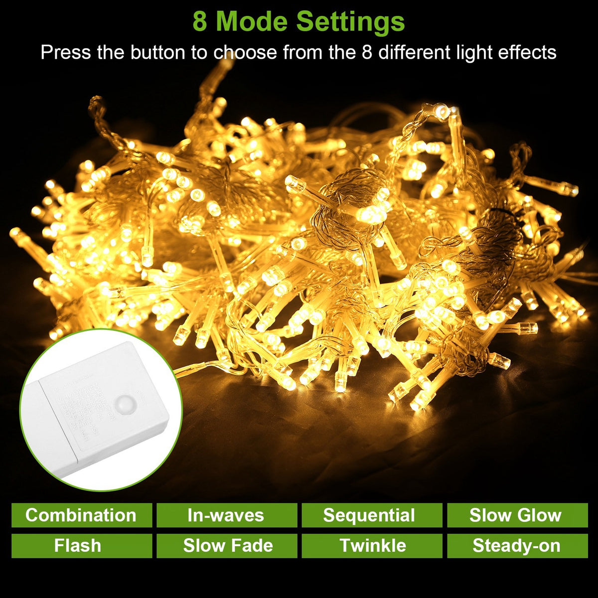 3M 300 LED Curtain String Light with Remote