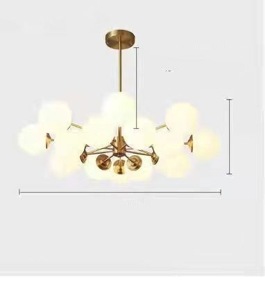 Full Copper Modern Nordic Glass Chandelier