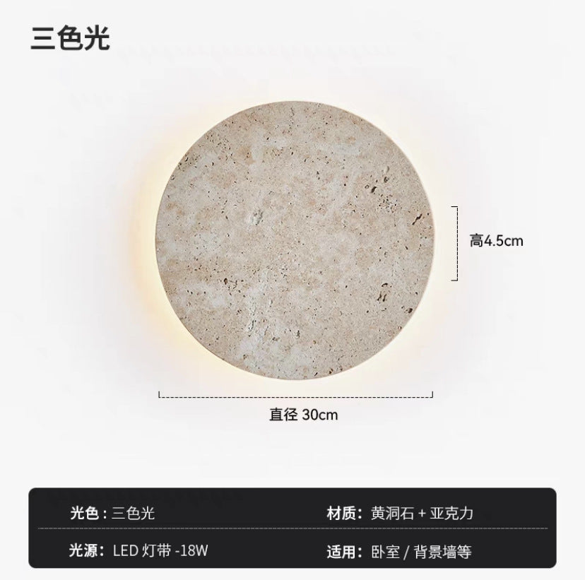Wabi-Sabi Yellow Stone Wall Lamp for Bedroom Decor