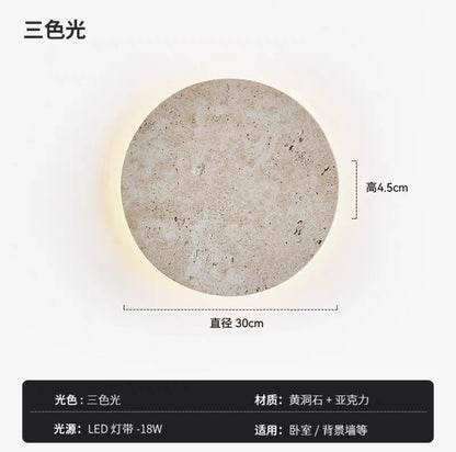 Wabi-Sabi Yellow Stone Wall Lamp for Bedroom Decor