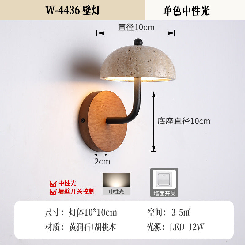 Wabi-Sabi Yellow Stone Wall Lamp for Bedroom Decor