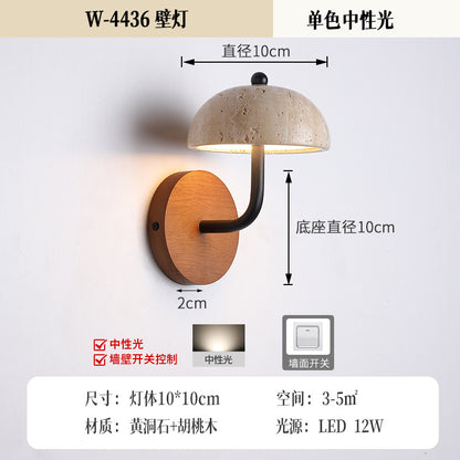 Wabi-Sabi Yellow Stone Wall Lamp for Bedroom Decor