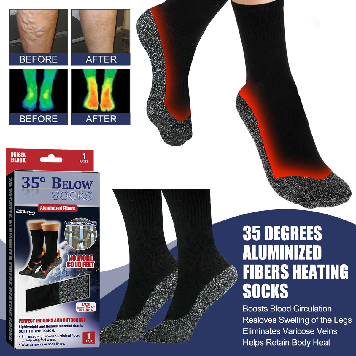 South Moon 35°C Aluminum Fiber Heated Socks