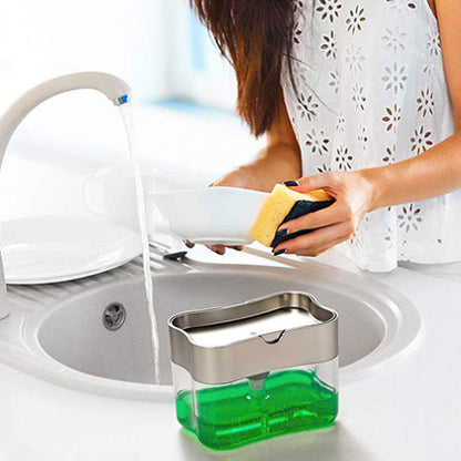 2-in-1 Sponge & Soap Dispenser for Kitchen Sink