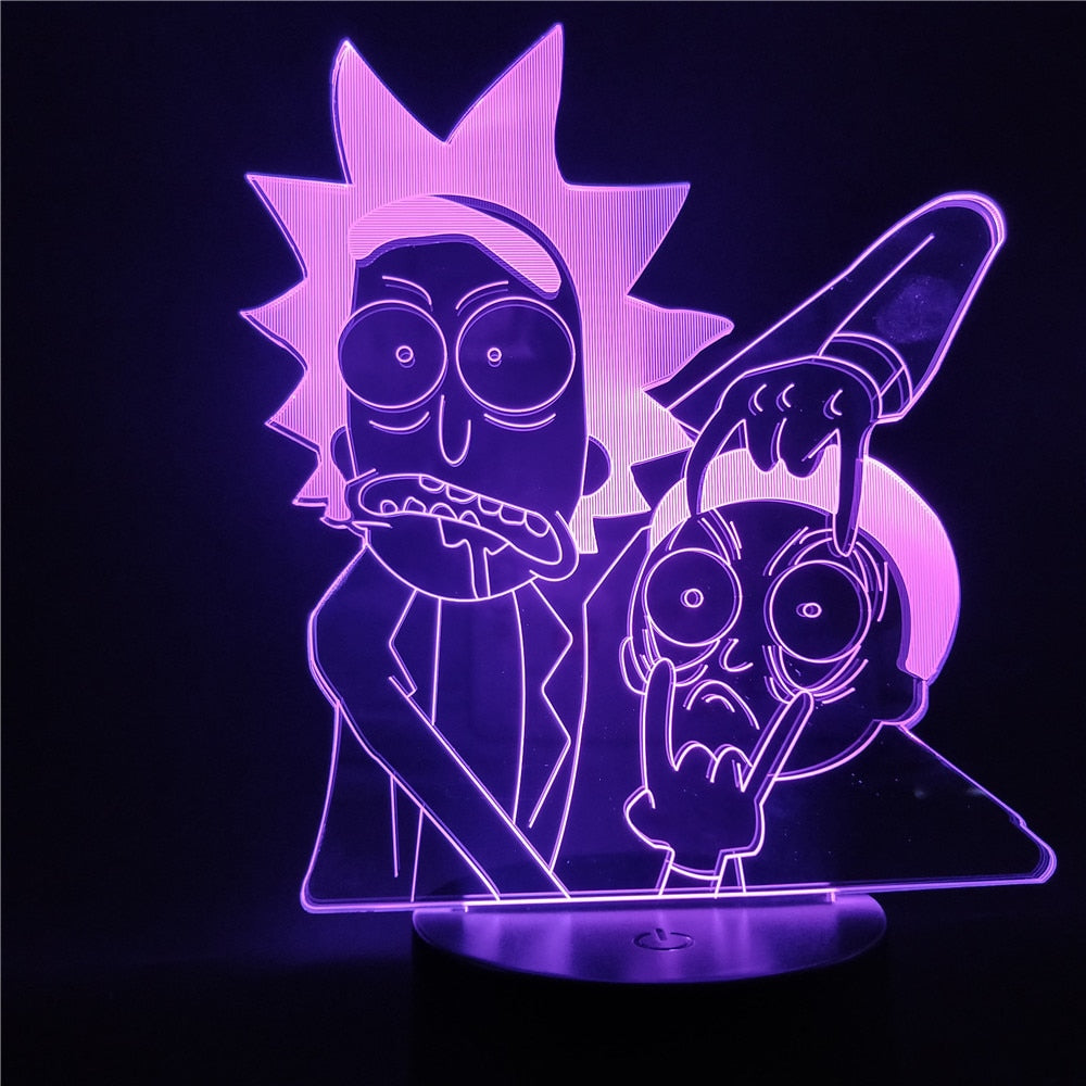 3D Rick and Morty Colorful Touch Night Light