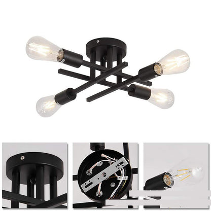 Vintage Black Iron Ceiling Light for Bedroom & Café