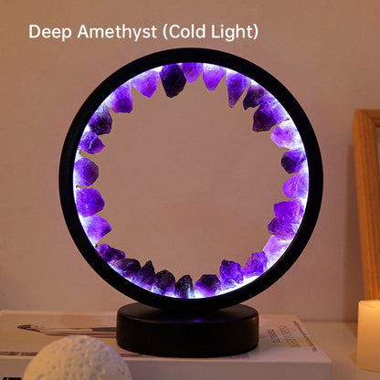 LED Rechargeable Bedside Lamp with Amethyst Cluster