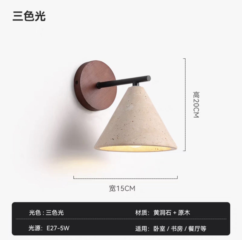Wabi-Sabi Yellow Stone Wall Lamp for Bedroom Decor