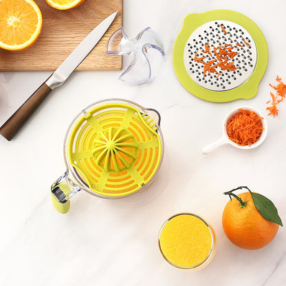 Manual Citrus Juicer with Measuring Cup and Grater