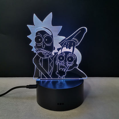 3D Rick and Morty Colorful Touch Night Light