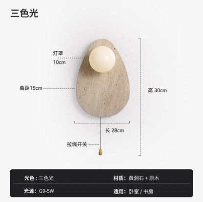 Wabi-Sabi Yellow Stone Wall Lamp for Bedroom Decor