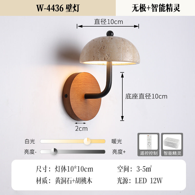 Wabi-Sabi Yellow Stone Wall Lamp for Bedroom Decor