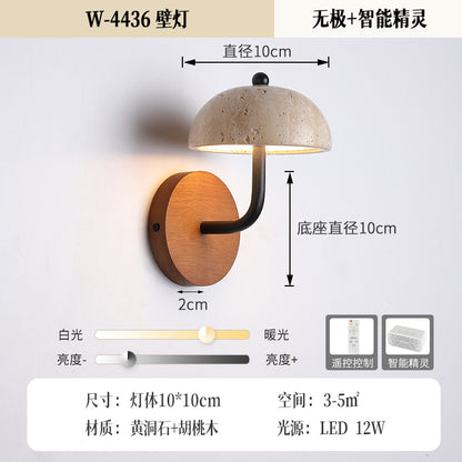 Wabi-Sabi Yellow Stone Wall Lamp for Bedroom Decor