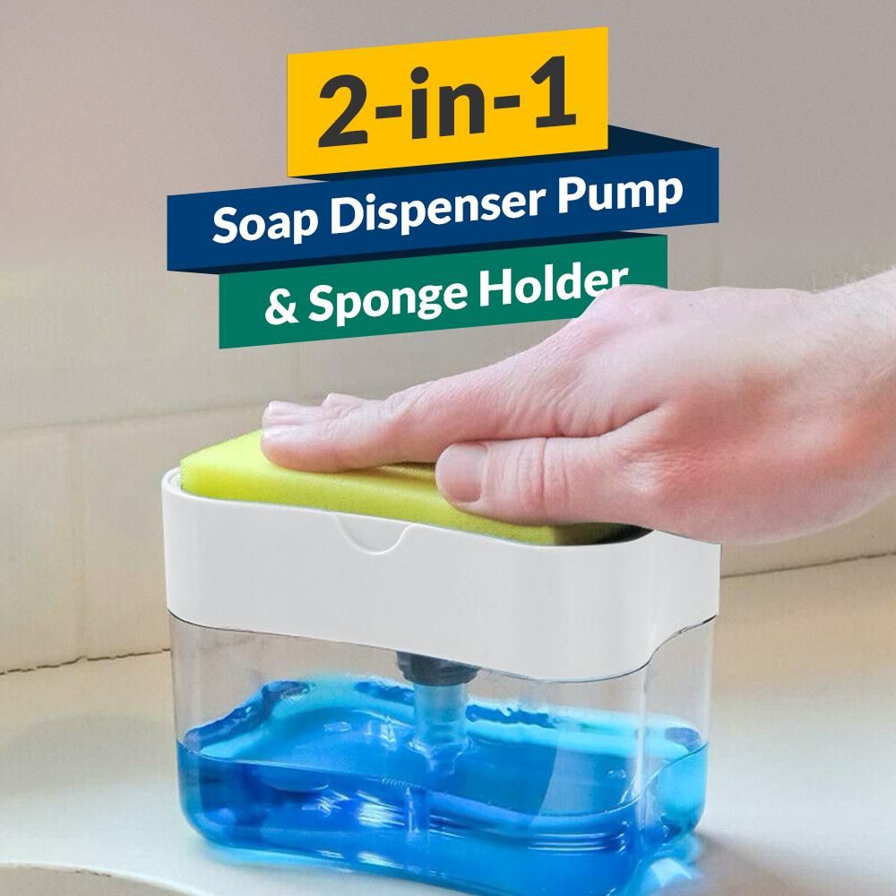 2-in-1 Sponge & Soap Dispenser for Kitchen Sink