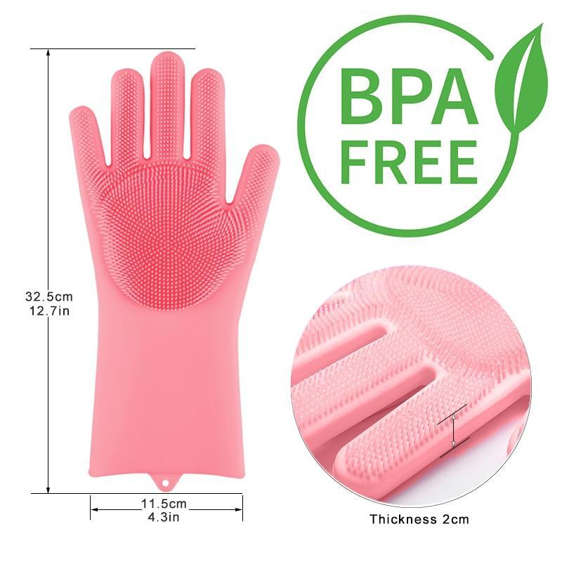 Magic Silicone Dishwashing Gloves with Scrubber