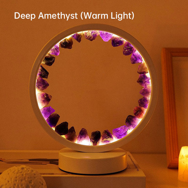 LED Rechargeable Bedside Lamp with Amethyst Cluster