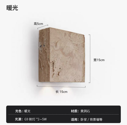 Wabi-Sabi Yellow Stone Wall Lamp for Bedroom Decor