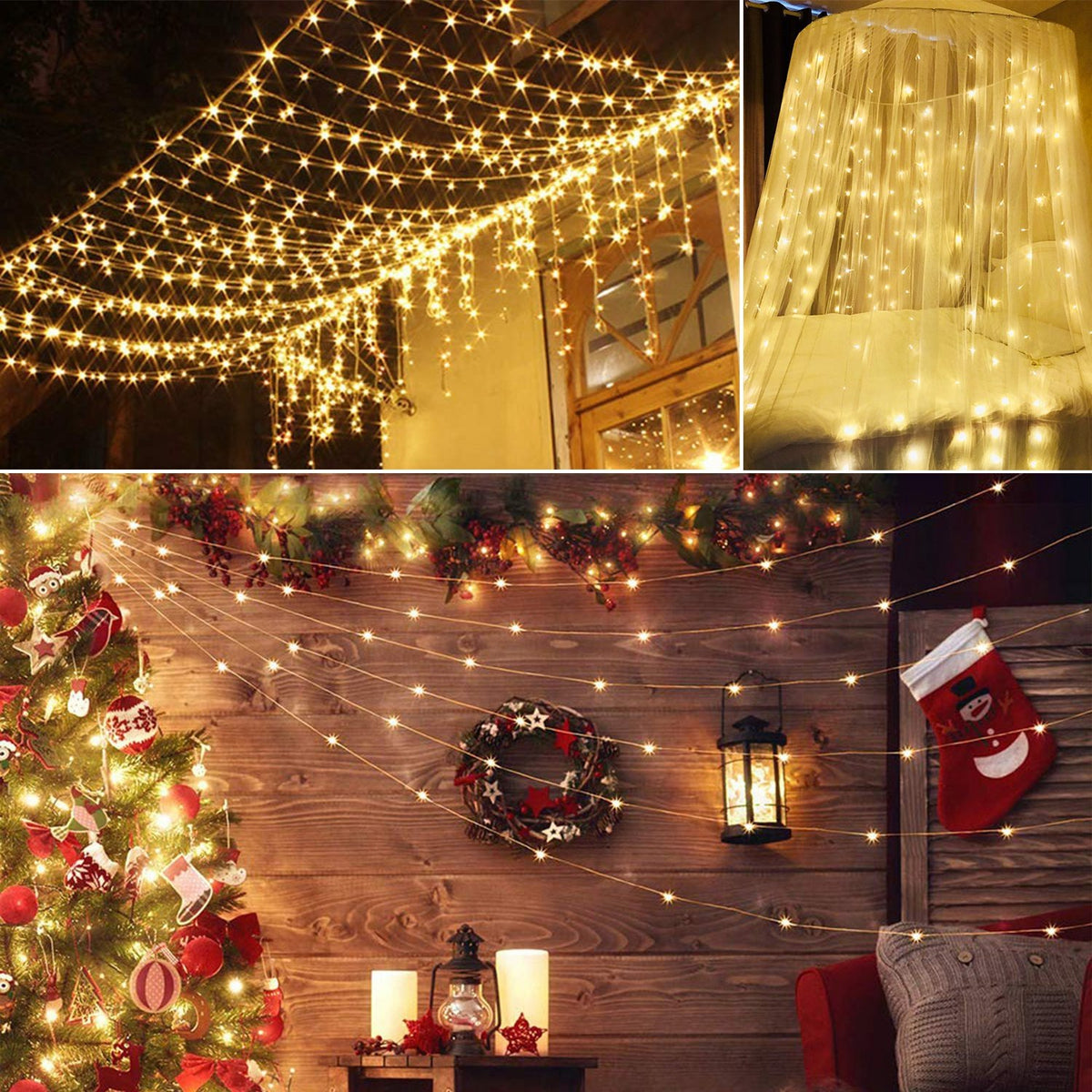 3M 300 LED Curtain String Light with Remote