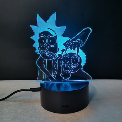 3D Rick and Morty Colorful Touch Night Light