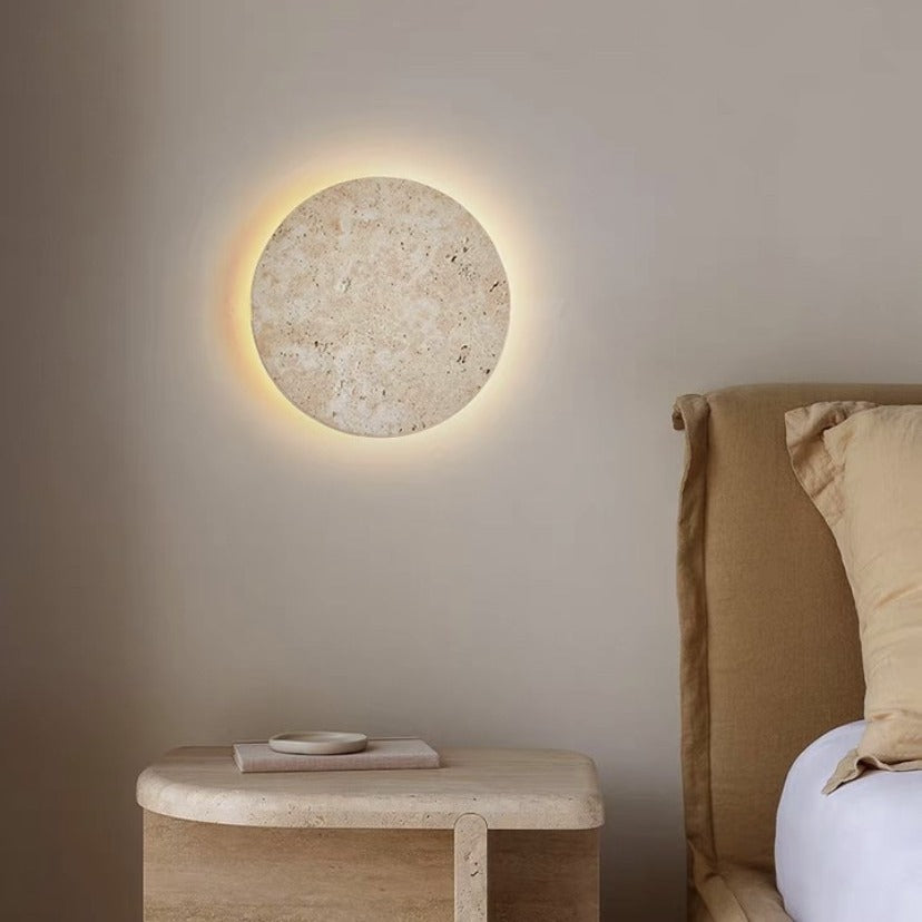 Wabi-Sabi Yellow Stone Wall Lamp for Bedroom Decor