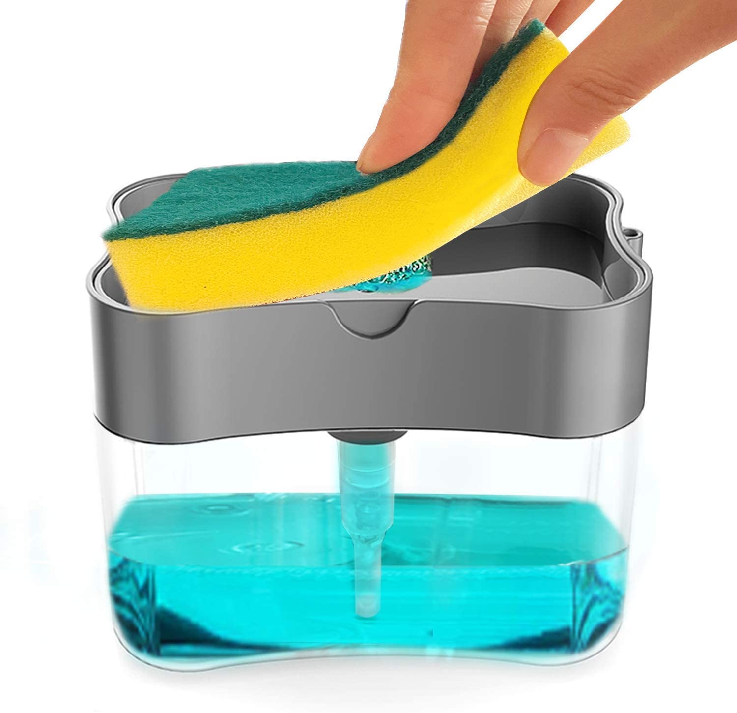 2-in-1 Sponge & Soap Dispenser for Kitchen Sink