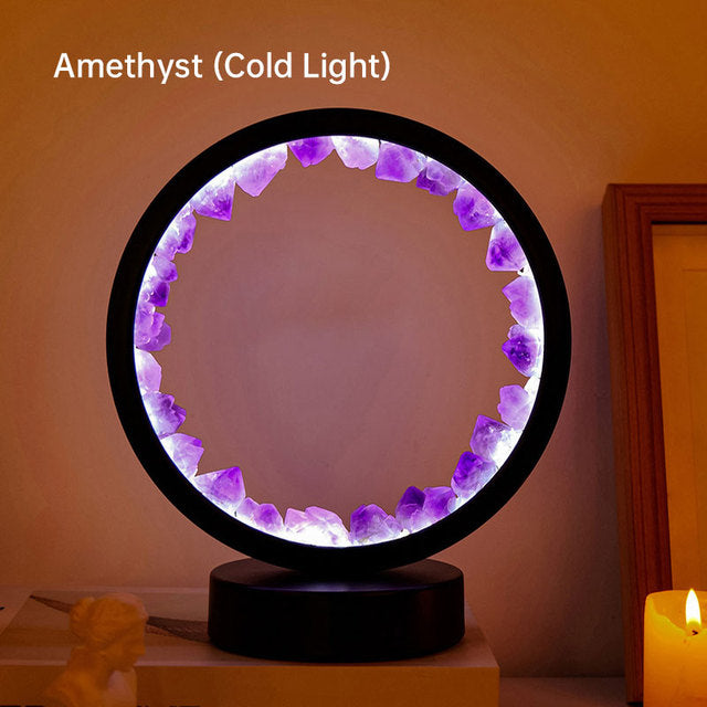 LED Rechargeable Bedside Lamp with Amethyst Cluster