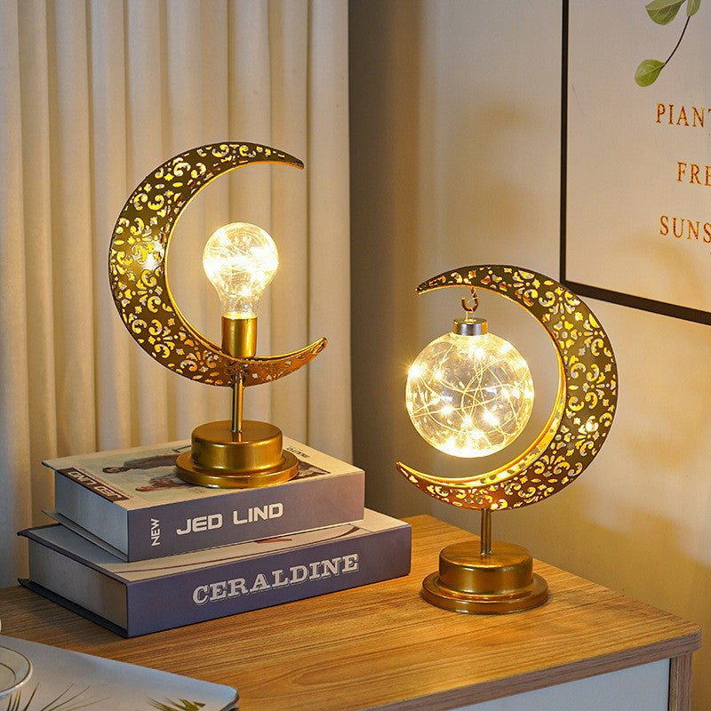 LED Star and Moon Iron Ball Decorative Table Lamp