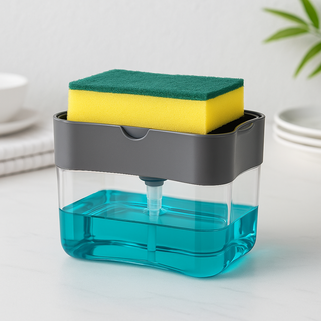 2-in-1 Sponge & Soap Dispenser for Kitchen Sink