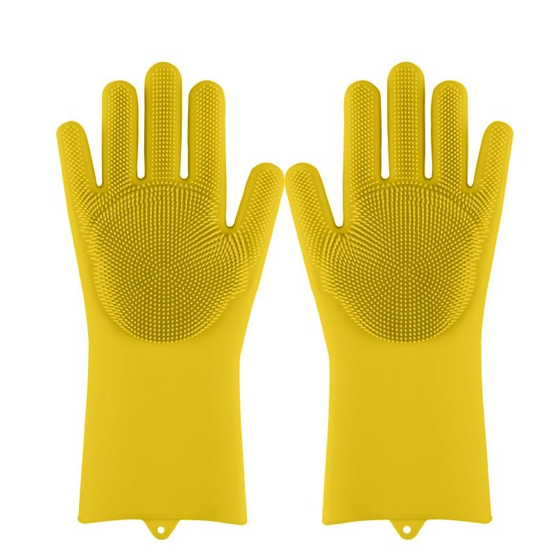 Magic Silicone Dishwashing Gloves with Scrubber